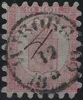 Finlande Coat Of Arms (FACIT) N°4C1Kb Rose Carmine Sur Papier Rose Pale Roulette I Obl Petit Dateur Wiborg +4 Manuscrit - Gebruikt