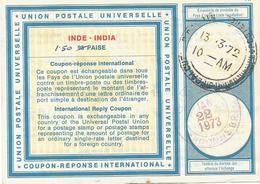 India 1972 Type XIX Rare 98 P Changed Value 1.50 Rp International Reply Coupon Reponse Antwortschein IRC IAS - Zonder Classificatie