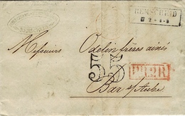 1851 Lettre De  REMSCHEID (Rhénanie Du Nord ) Pour Bar S/Aube   PR. 2R  Encadré Rouge + Taxe Dt 55 - Briefe U. Dokumente