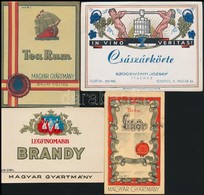 Cca 1930 4 Db Italcímke: Somogyi Miklós Csemege Vörös, Krém Likőr, Tea Rum, Legfinomabb Brandy, 7x10 és 8,5x11,5 Cm Közö - Sonstige & Ohne Zuordnung