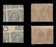 REGNO D'ITALIA - 1906 - Dentellature Ruotate - Due 5 Cent Leoni (81ne) Con Spostamenti Diversi - Gomma Originale - Autres & Non Classés