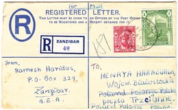 1947 R-Ganzsachenbrief Aus Zanzibar Nach Trzcianne Polen - Zanzibar (...-1963)