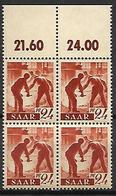 SARRE   -   1947 . Y&T N° 205 **  En Bloc De 4. - Collections, Lots & Séries