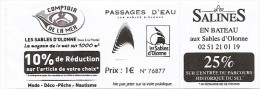 Ticket - Passages D'eau - Les Sables D'Olonne [bateau Passeur] - Europa