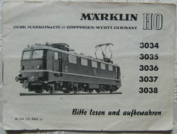 MÄRKLIN H0 Anleitung 3034 3035 3036 3038 Lokomotive 1964 Waschzettel - Loks