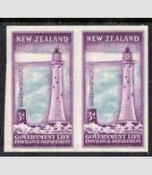 New Zeland 1947-65, Life Insurance 3d Lighthouse Imperf Pair On Gummed Watermarked Paper - Nuevos