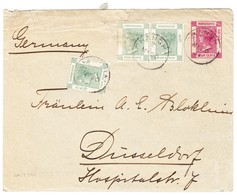 1901 4 Cent Ganzsache Mit Zusatzfrankatur Aus Shanghai Nach Düsseldorf; Gebrauchsspuren - Covers & Documents