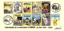 FRANCE 2007 N°106 Albums Fictifs + 2 Cachets Premier Jour FDC TINTIN KUIFJE TIM HERGE GUEBWILLER - Hergé