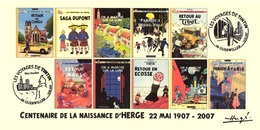 FRANCE 2007 N°120 Albums Fictifs + 2 Cachets Premier Jour FDC TINTIN KUIFJE TIM HERGE GUEBWILLER - Hergé