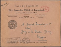 Belgique 1935. Empreinte De Machine à Affranchir Du Bureau De L'Exposition Universelle. Lettre Pour L'Espagne - 1935 – Bruxelles (Belgique)