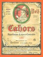 étiquette Vin De Cahors Delf 1990 Delfour à Caillac - 75 Cl - Pape Jean XXIII - Cahors