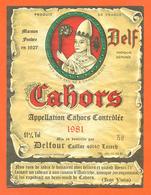 étiquette Vin De Cahors Delf 1981 Delfour à Caillac - 75 Cl - Pape Jean XXIII - Cahors