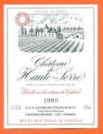 étiquette Vin De Cahors Chateau De Haute Serre 1989 Georges Vigouroux à Cahors Cieurac - 75 Cl - Cahors