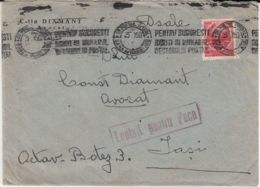 7052FM- REPUBLIC COAT OF ARMS STAMP ON COVER, FIGHT FOR PEACE POSTMARK, 1950, ROMANIA - Covers & Documents
