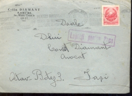 7054FM- REPUBLIC COAT OF ARMS STAMP ON COVER, FIGHT FOR PEACE POSTMARK, 1950, ROMANIA - Storia Postale