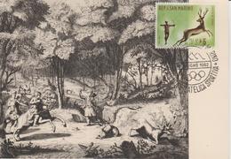 Saint Marin Carte Maximum 1961 Histoire De La Chasse 514 - Brieven En Documenten