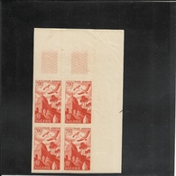 Algérie  _ Aviation Bloc De 4 Timbres Non Dentelé N° 12 (1949 )neuf BDF - Airmail