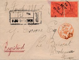 Lettre Hong Kong Ten Cent Registered To France Ligne N China - Briefe U. Dokumente