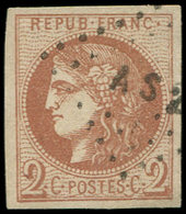 EMISSION DE BORDEAUX - 40B   2c. Brun-rouge, R II, Obl. Los. AS2, Belles Marges, TTB. C - 1870 Emission De Bordeaux