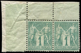 ** TYPE SAGE - 61    1c. Vert, PAIRE Cdf Très Bien Centrée, TTB - 1876-1878 Sage (Typ I)