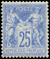 * TYPE SAGE - 68   25c. Outremer T I, Timbre Très RARE, Grande Fraîcheur, TTB, Certif. Calves - 1876-1878 Sage (Typ I)