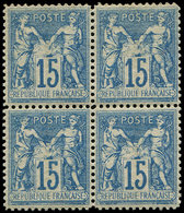 ** TYPE SAGE - 90f  15c. Bleu, FAUX De Châlons, BLOC De 4, TB - 1876-1878 Sage (Typ I)