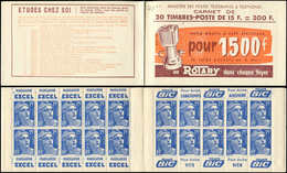 CARNETS (N°Cérès Jusqu'en1964) - 267  Gandon, 15f. Bleu, N°886, T I, S. 11, ROTARY, Fraîcheur Postale, Superbe - Sonstige & Ohne Zuordnung