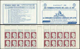 CARNETS (N°Cérès Jusqu'en1964) - 368  Marianne De Decaris, 0,25 Gris Et Grenat, N°1263, T I, S. 3-61, ASSURANCES VIE, 3 - Sonstige & Ohne Zuordnung