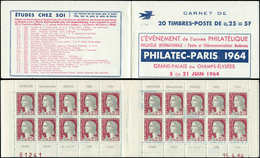 CARNETS (N°Cérès Jusqu'en1964) - 372  Marianne De Decaris, 0,25 Gris Et Grenat, N°1263, T I, S. 7-64, PHILATEC-PARIS 196 - Sonstige & Ohne Zuordnung