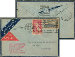 Let Air Bleu - N°299 Et 305 Obl. PARIS RP Sur Env. Par Avion, Cachet  PARIS-STRASBOURG 10/7/35, TB - Erst- U. Sonderflugbriefe