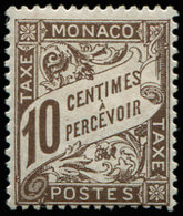 * MONACO Taxe 4 : 10c. Brun, Forte Charnière, TB - ...-1885 Préphilatélie