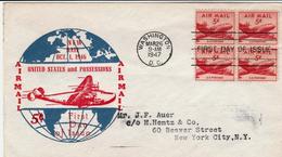 USA - 1947 - FDC Air Mail Stamp Mi# 552 - Block Of 4 - 1941-1950