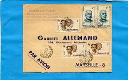 MARCOPHILIE-Lettre -MADAGASCAR->Françe Cad-1954-MAINTIRANOBE--5 Stamps - Lettres & Documents