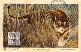 1929- C P A  ( Tigre Dans La Jungle ) Affr. N° 72 -  6 Cent Sur 15 Cent   SEUL - Storia Postale