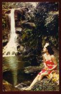 Cpsm  USA Hawaii Native Island Girl Pauses By A Tumbling Waterfall In Hawaii    MART7 - Honolulu