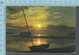 CPM - Canada Quebec - Coucher De Soleil Sur Le Lac, Used In 1984 + Stamp Timbre - Cape Breton