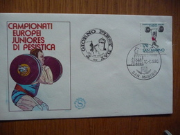 (D) SAN MARINO FDC CAMPIONATI EUROPEI JUNIORES DI PESISTICA 18-09-1980 - Lettres & Documents