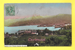 CPA SANTA LUCIA CASTRIES Ste Lucie From Victoria Hospital  - 1914  ( Timbrée King Georges V 1/2d Penny ) Chromo - Sainte-Lucie
