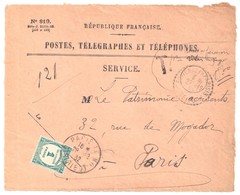 FONTENAY En PARISIS Seine Oise Ob 1932 FB04 Devant Enveloppe 819 Recommandée Valeurs Non Recouvrées Taxe 1F Vert Yv 60 - 1859-1959 Covers & Documents