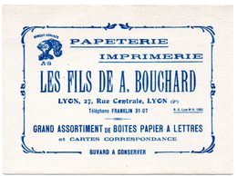 Buvard Papeterie Imprimerie "Les Fils De A. Bouchard", Rue Centrale à Lyon. - Papierwaren