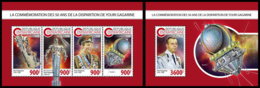 CENTRAL AFRICA 2018 **MNH Yuri Gagarin Space Raumfahrt Espace M/S+S/S - OFFICIAL ISSUE - DH1847 - Africa