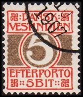 1905. Numeral Type.  5 Bit Red/grey. 1. PRINT. (Michel P5A) - JF309217 - Denmark (West Indies)