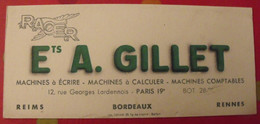 Buvard A. Gillet Racer Machines à écrire, à Clculer, Comptables. Reims Bordeaux Rennes - Papierwaren