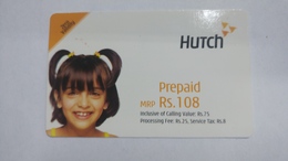 India-hutch Prepiad-(11c)-prepiad-(rs.108)-(2/4/2005)-prepiad Card-used+1 Card Prepiad Free - Inde