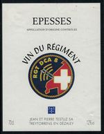 Rare //Etiquette De Vin // Militaire //  Epesses, Vin Du Régiment RGT DCA 8 - Militär