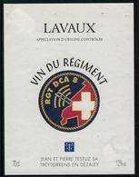 Rare //Etiquette De Vin // Militaire //  Lavaux, Vin Du Régiment RGT DCA 8 - Militaria