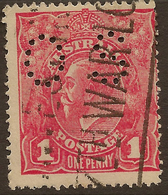 AUSTRALIA 1916 1d Rose-red KGV OS SG O54b U #ATO24 - Service