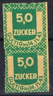 Par Vertical Sellos Cupon Racionamiento ALEMANIA 1943.  50 G ZUCKER, Azucar * - Privatpost