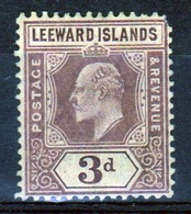 Leeward Islands 1907 Edward VII 3d Purple And Yellow Single Definitive Stamp. - Leeward  Islands