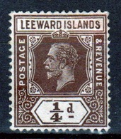 Leeward Islands 1912 Edward VII ¼d Brown Single Definitive Stamp. - Leeward  Islands